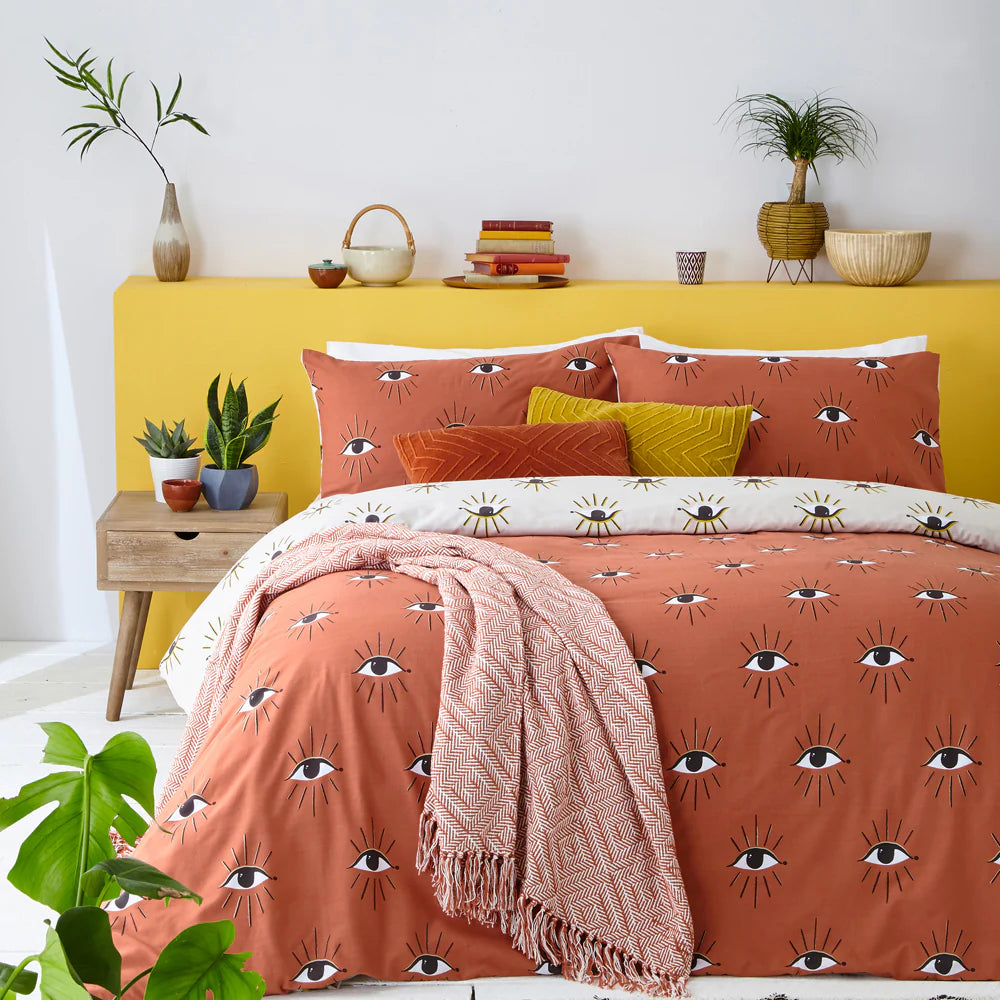 Furn Theia Abstract Eye Duvet Cover Set Clay Pink