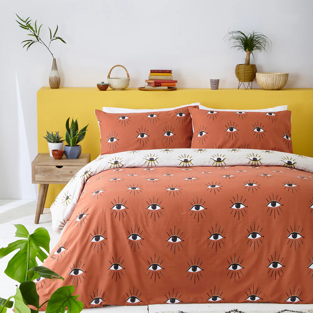 Furn Theia Abstract Eye Duvet Cover Set Clay Pink