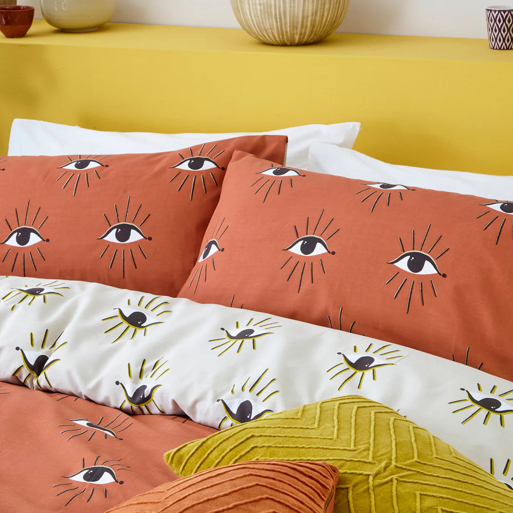 Furn Theia Abstract Eye Duvet Cover Set Clay Pink