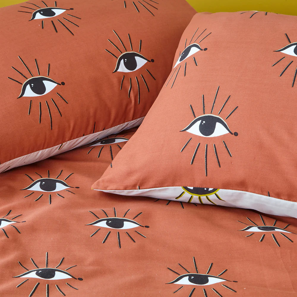Furn Theia Abstract Eye Duvet Cover Set Clay Pink