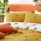 Furn Theia Abstract Eye Duvet Cover Set Ochre yellow Bedding Set