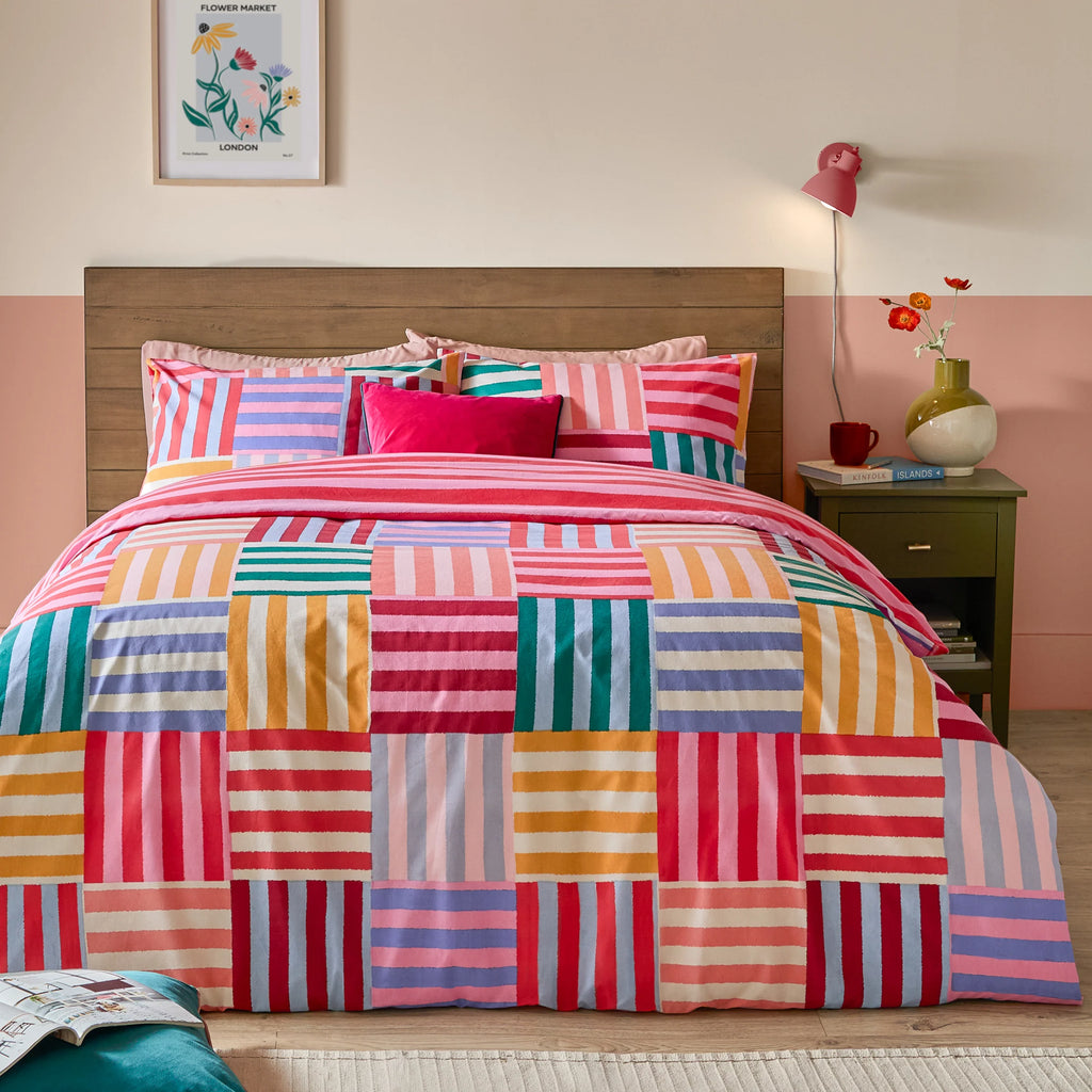 Furn Ana Stripe Reversible Duvet Cover Set Multicolour
