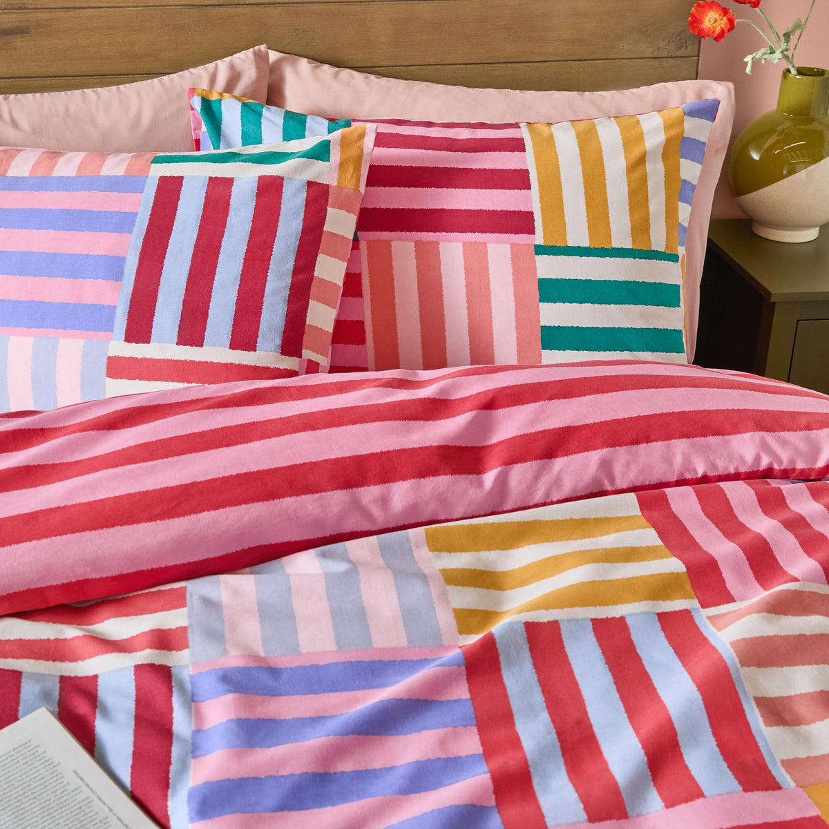 Furn Ana Stripe Reversible Duvet Cover Set Multicolour