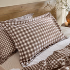 Yard Barton Gingham Check Duvet Cover Set Chocolate