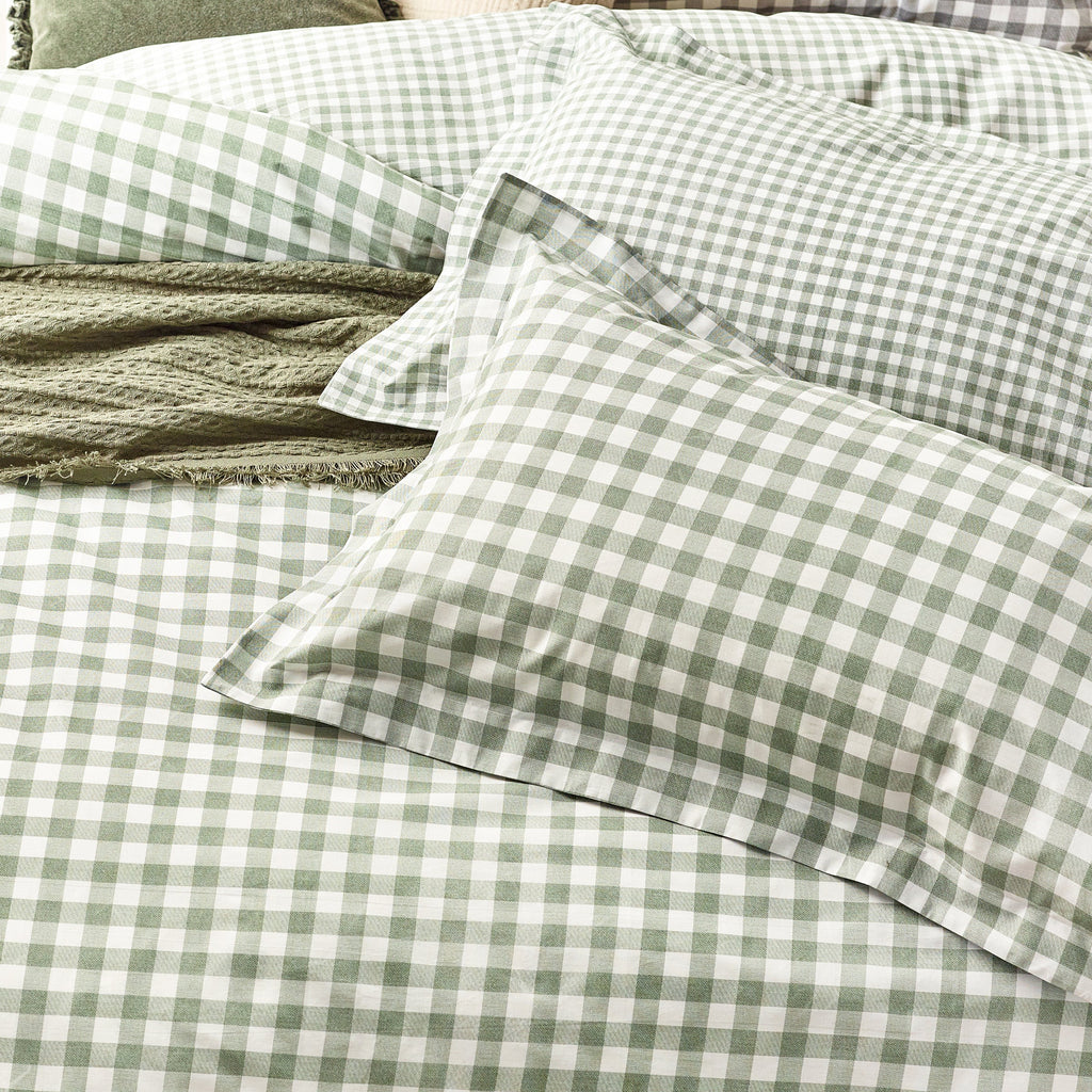 Yard Barton Gingham Check Duvet Cover Set Forest