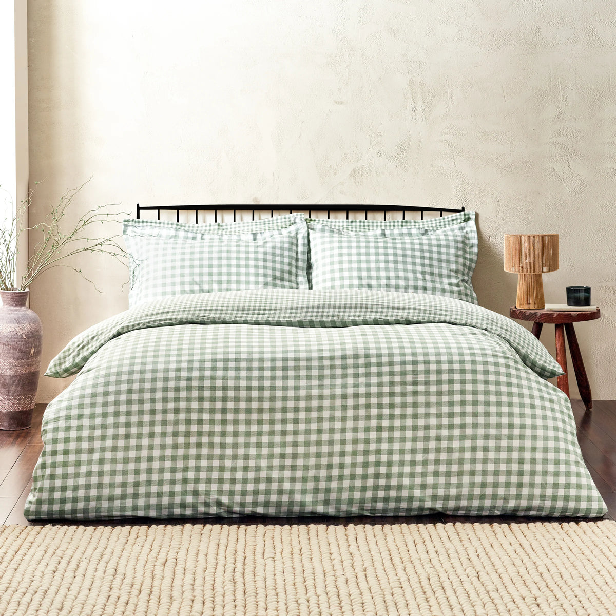 Yard Barton Gingham Check Duvet Cover Set Forest
