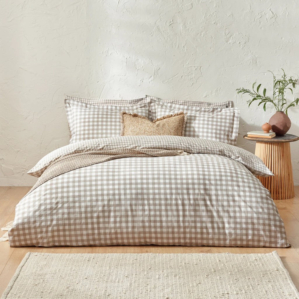 Yard Barton Gingham Check Duvet Cover Set Natural