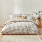 Yard Barton Gingham Check Duvet Cover Set Natural