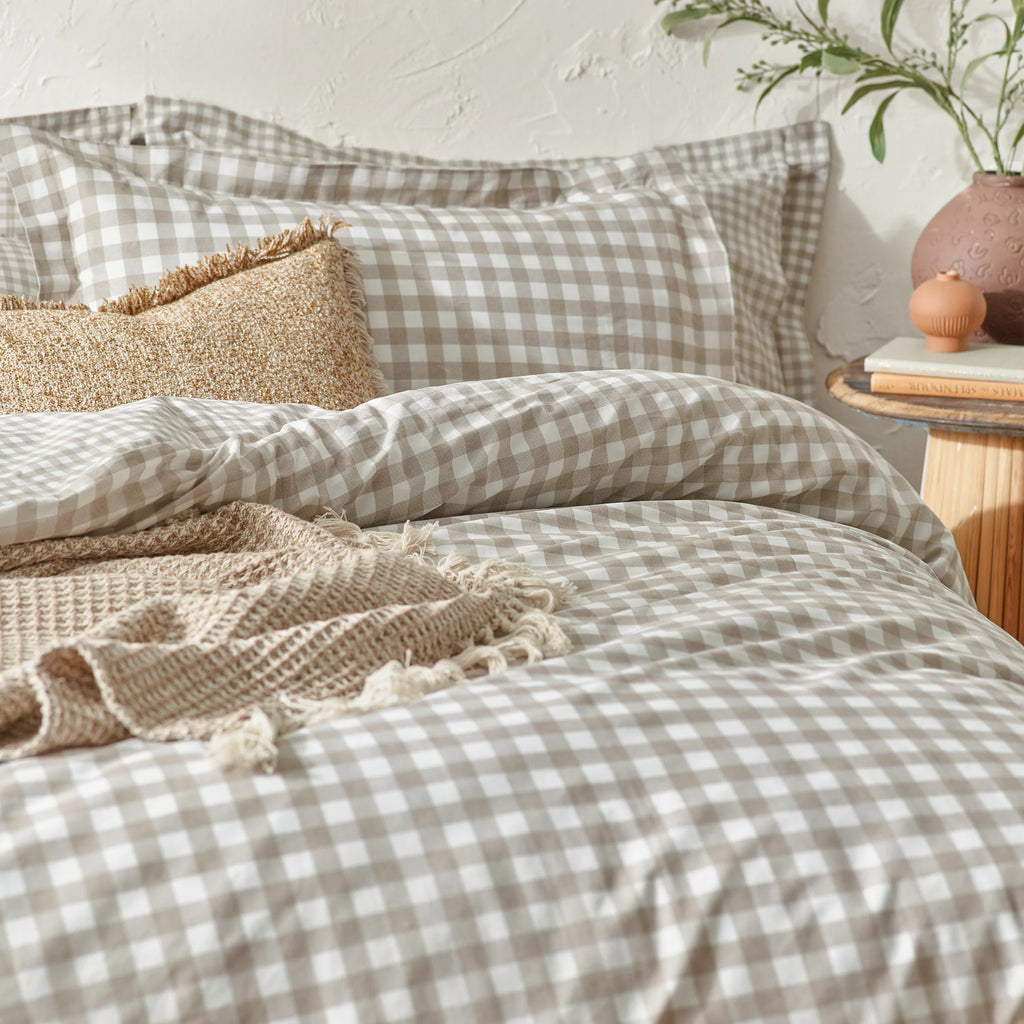 Yard Barton Gingham Check Duvet Cover Set Natural