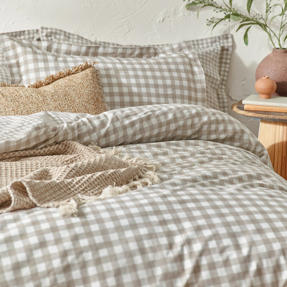 Yard Barton Gingham Check Duvet Cover Set Natural