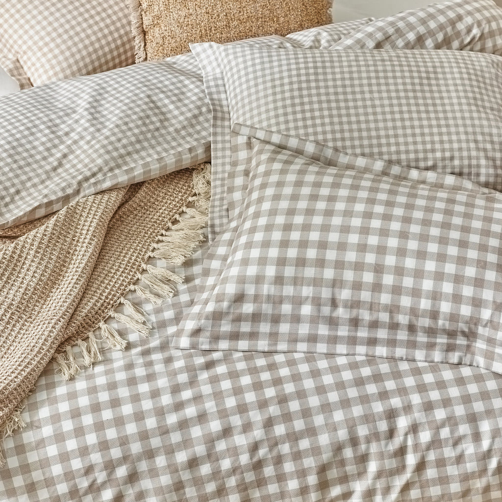 Yard Barton Gingham Check Duvet Cover Set Natural