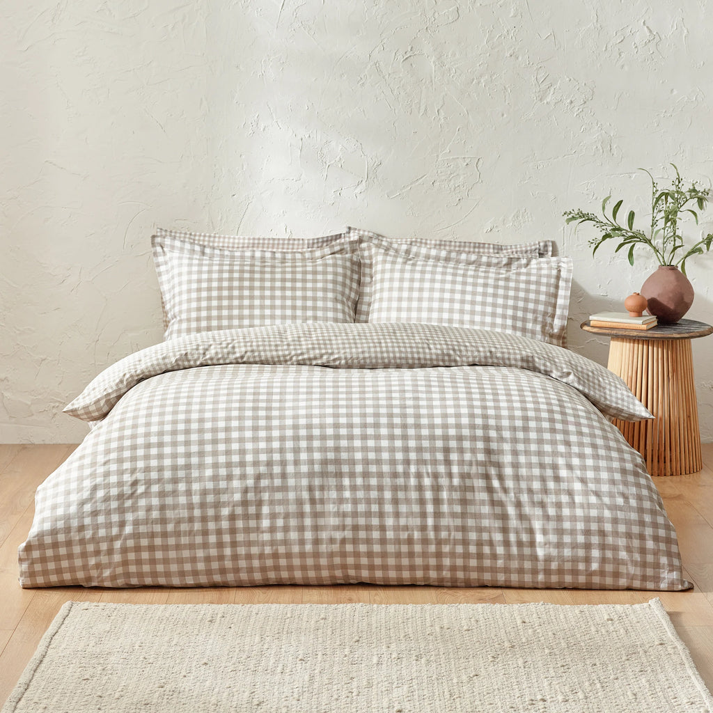 Yard Barton Gingham Check Duvet Cover Set Natural