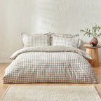 Yard Barton Gingham Check Duvet Cover Set Natural