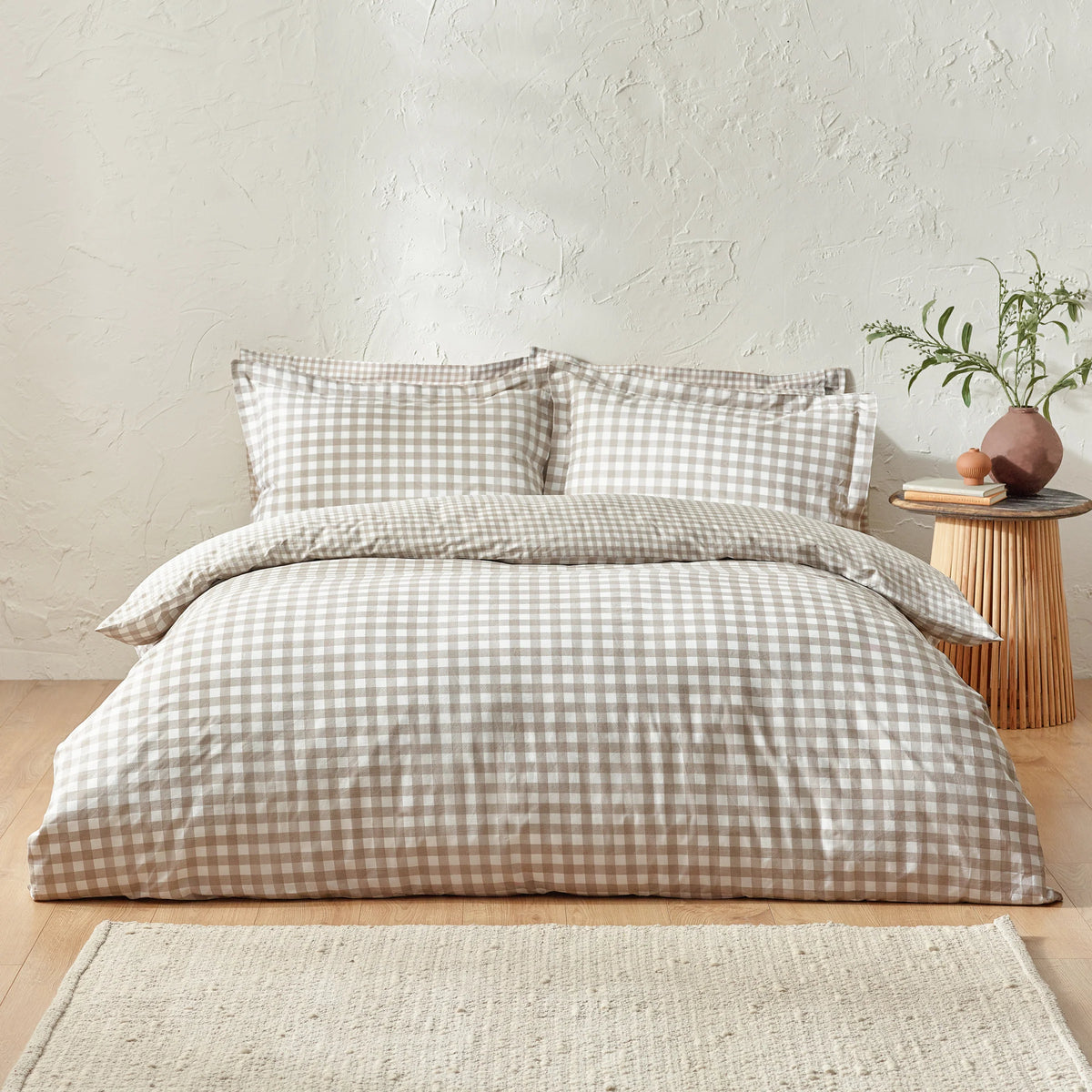 Yard Barton Gingham Check Duvet Cover Set Natural