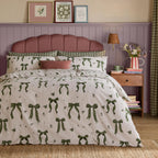 Furn Belle Stripe Reversible Duvet Cover Set Evergreen