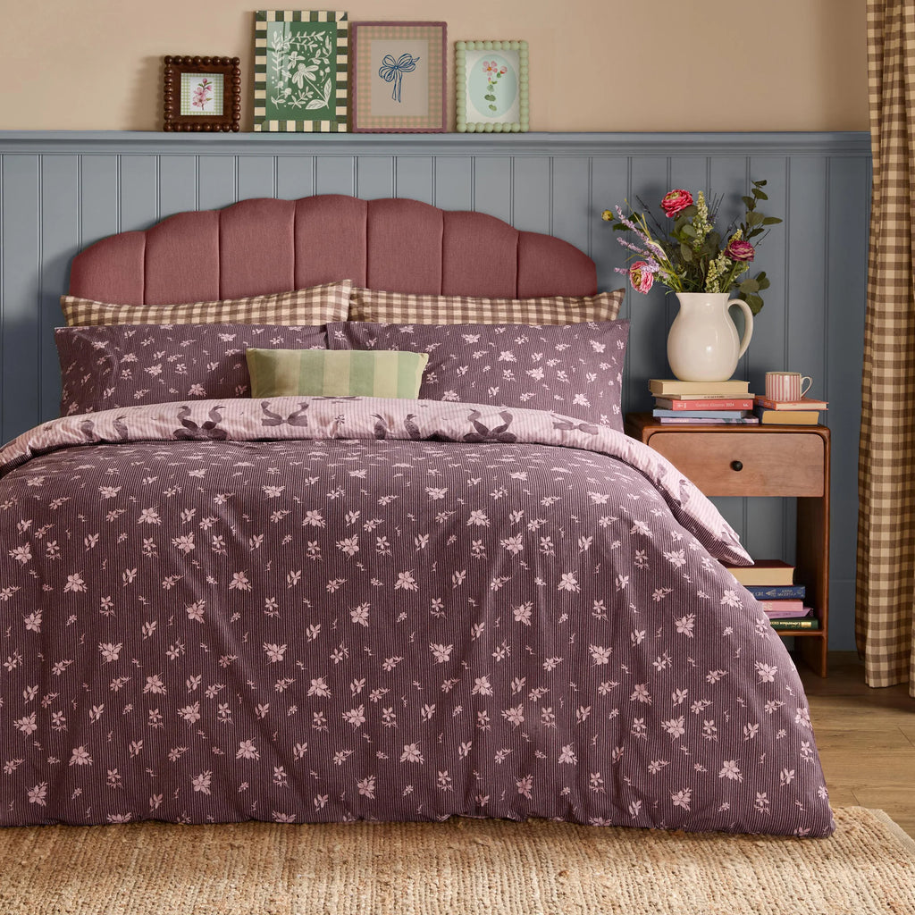 Furn Belle Stripe Reversible Duvet Cover Set Rosewood