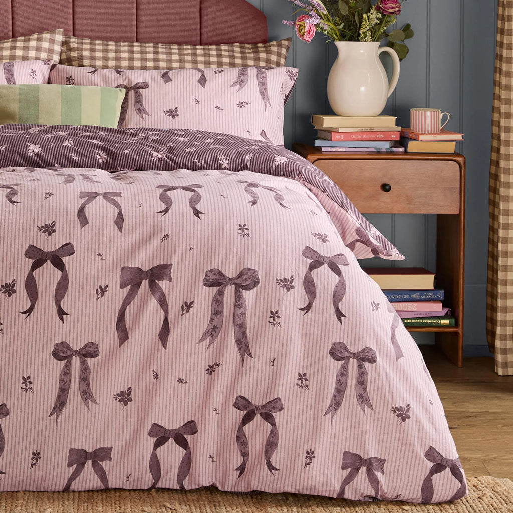 Furn Belle Stripe Reversible Duvet Cover Set Rosewood