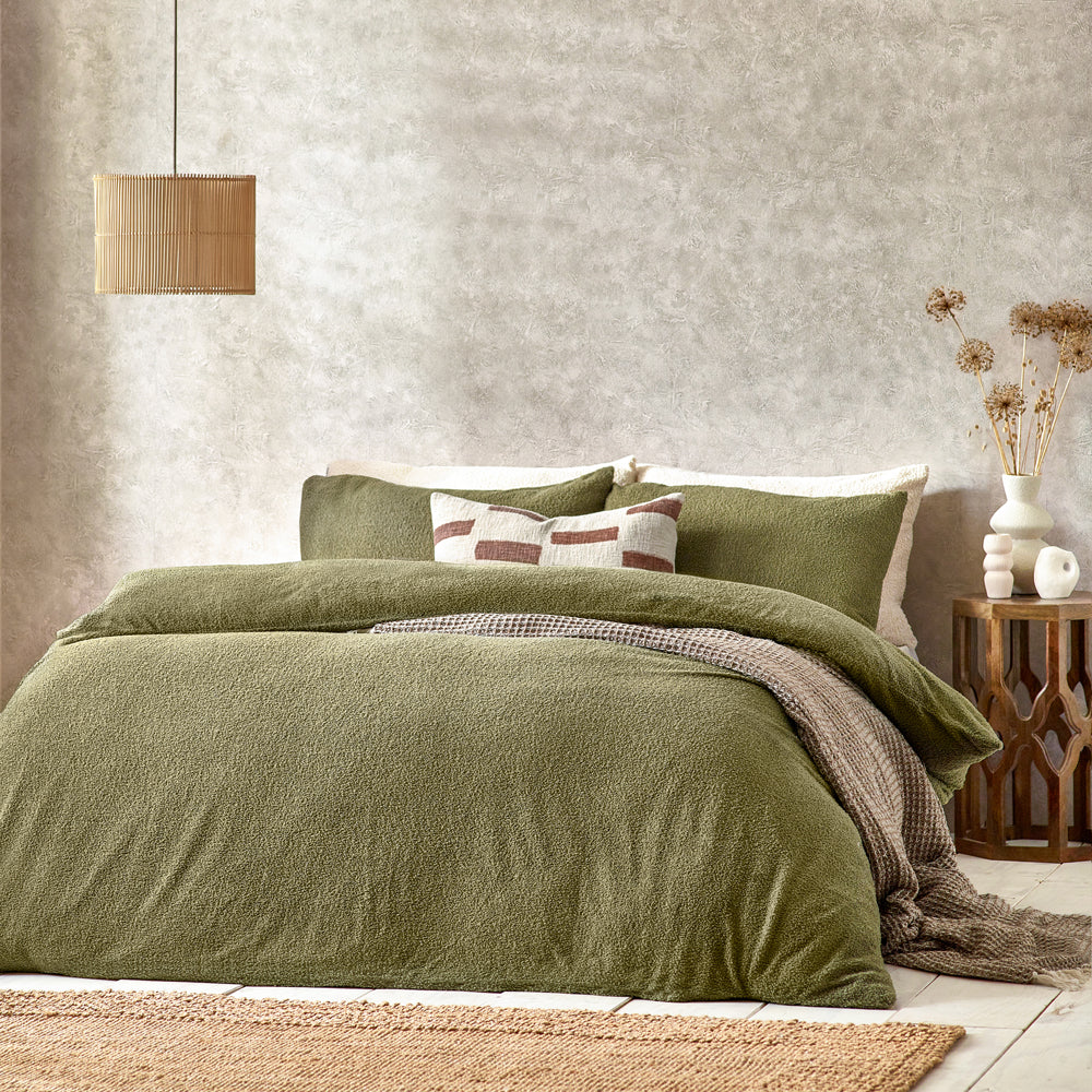 Yard Boucle Duvet Cover Set Olive