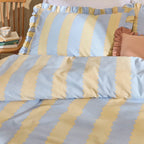 Wylder Birdie Stripe Ruffle Duvet Cover Set Lemon and blue