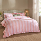 Wylder Birdie Stripe Ruffle Duvet Cover Set Pink