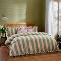 Wylder Birdie Stripe Ruffle Duvet Cover Set Pink/Green