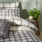 Furn Canberra Check Printed Duvet Cover Set Grey and Neutral