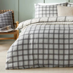 Furn Canberra Check Printed Duvet Cover Set Grey and Neutral