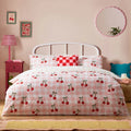 Heya Home Cherry Gingham Printed Duvet Cover Set Pink