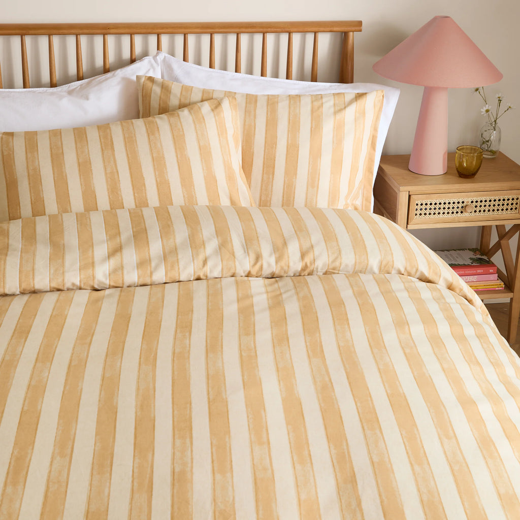 Furn Dual Tone Striped Duvet Cover Set Butter Yellow