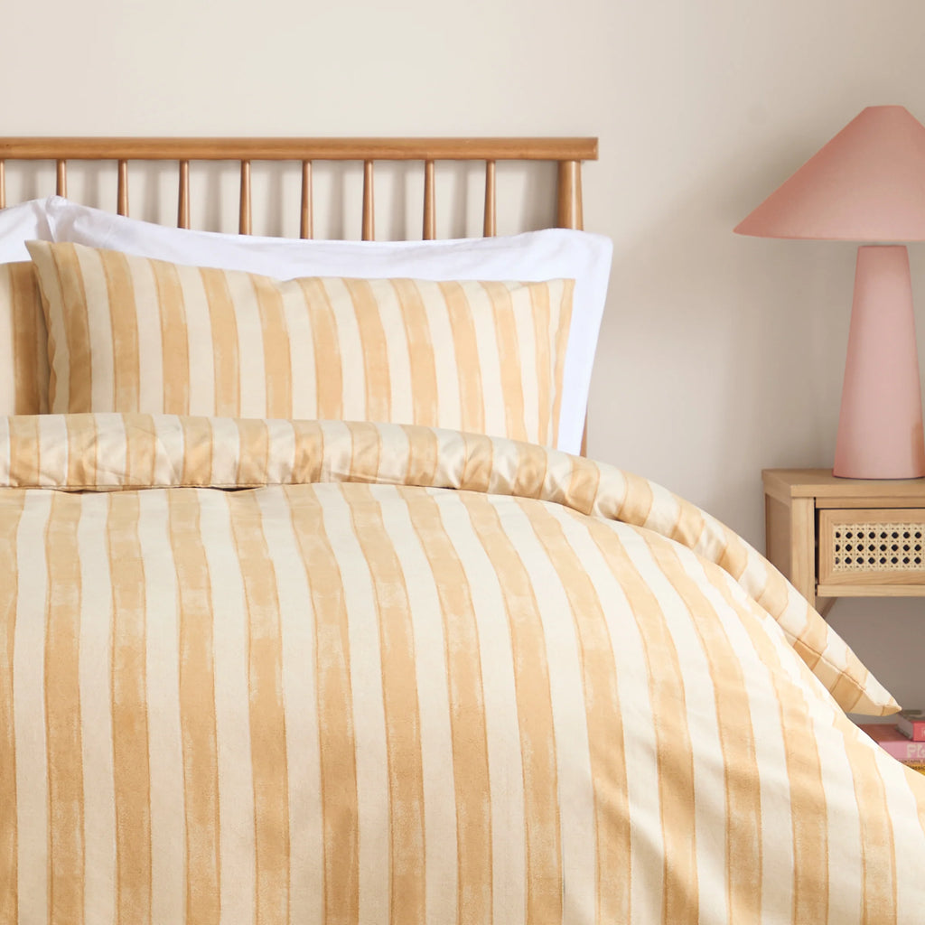 Furn Dual Tone Striped Duvet Cover Set Butter Yellow