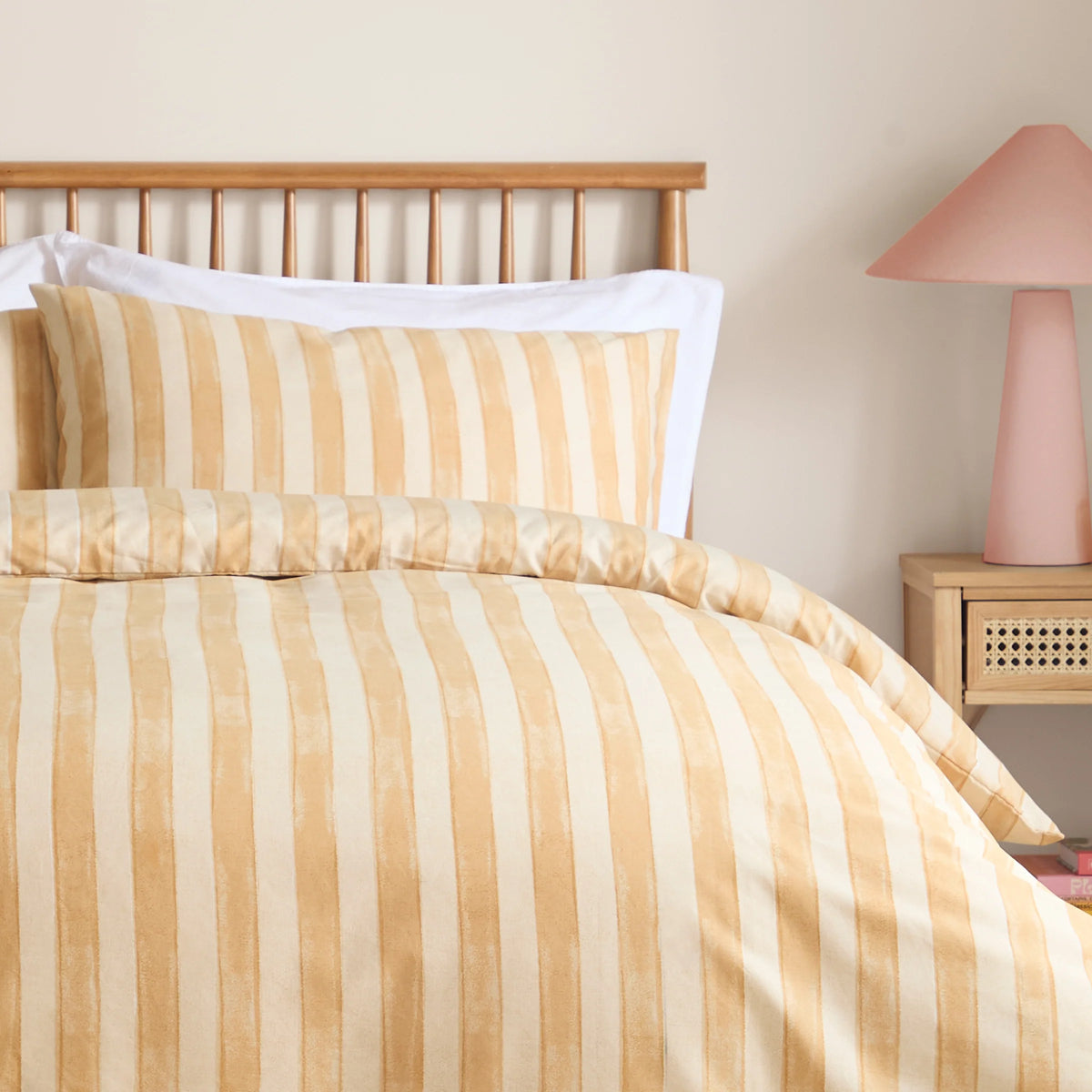 Furn Dual Tone Striped Duvet Cover Set Butter Yellow