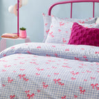 Heya Home Gingham Bows Printed Duvet Cover Set Blue