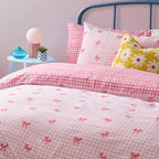 Heya Home Gingham Bows Printed Duvet Cover Set Pink