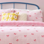Heya Home Gingham Bows Printed Duvet Cover Set Pink