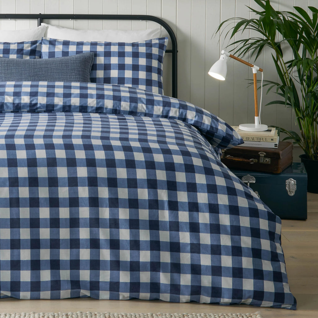 Furn Hartsford Gingham Check Duvet Cover Set Navy