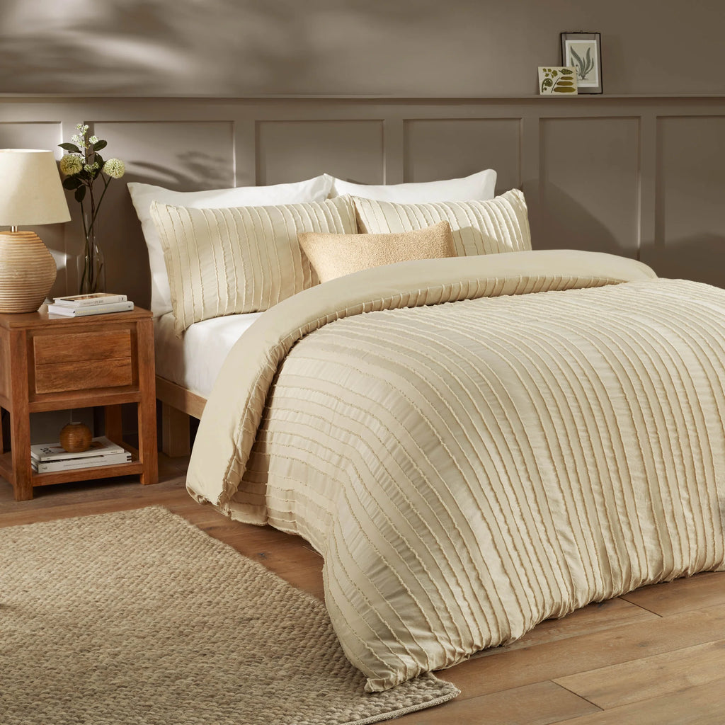Duvet Day Harrison Stripe Tufted Soft Touch Duvet Cover Set Linen