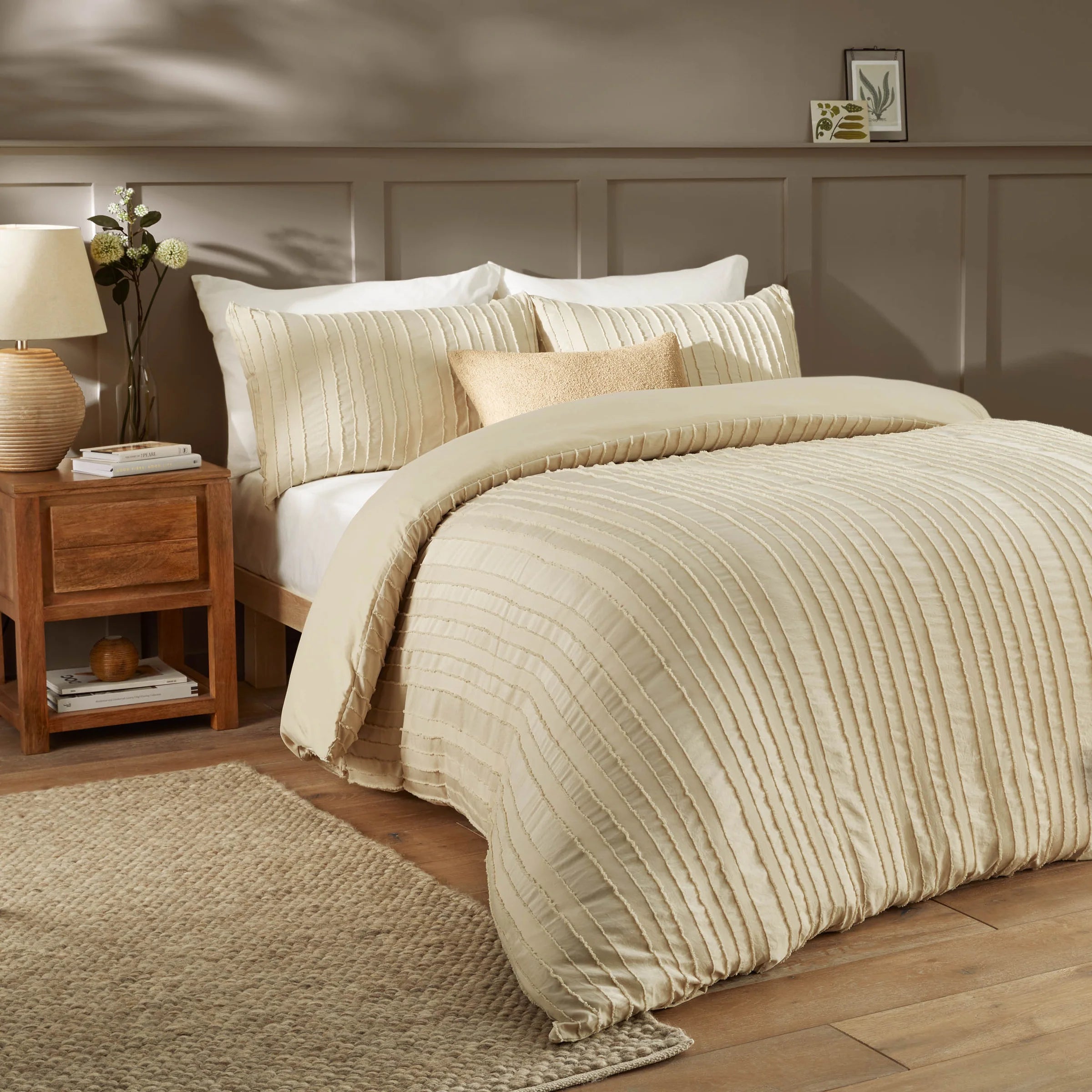 Duvet Day Harrison Stripe Tufted Soft Touch Duvet Cover Set Linen