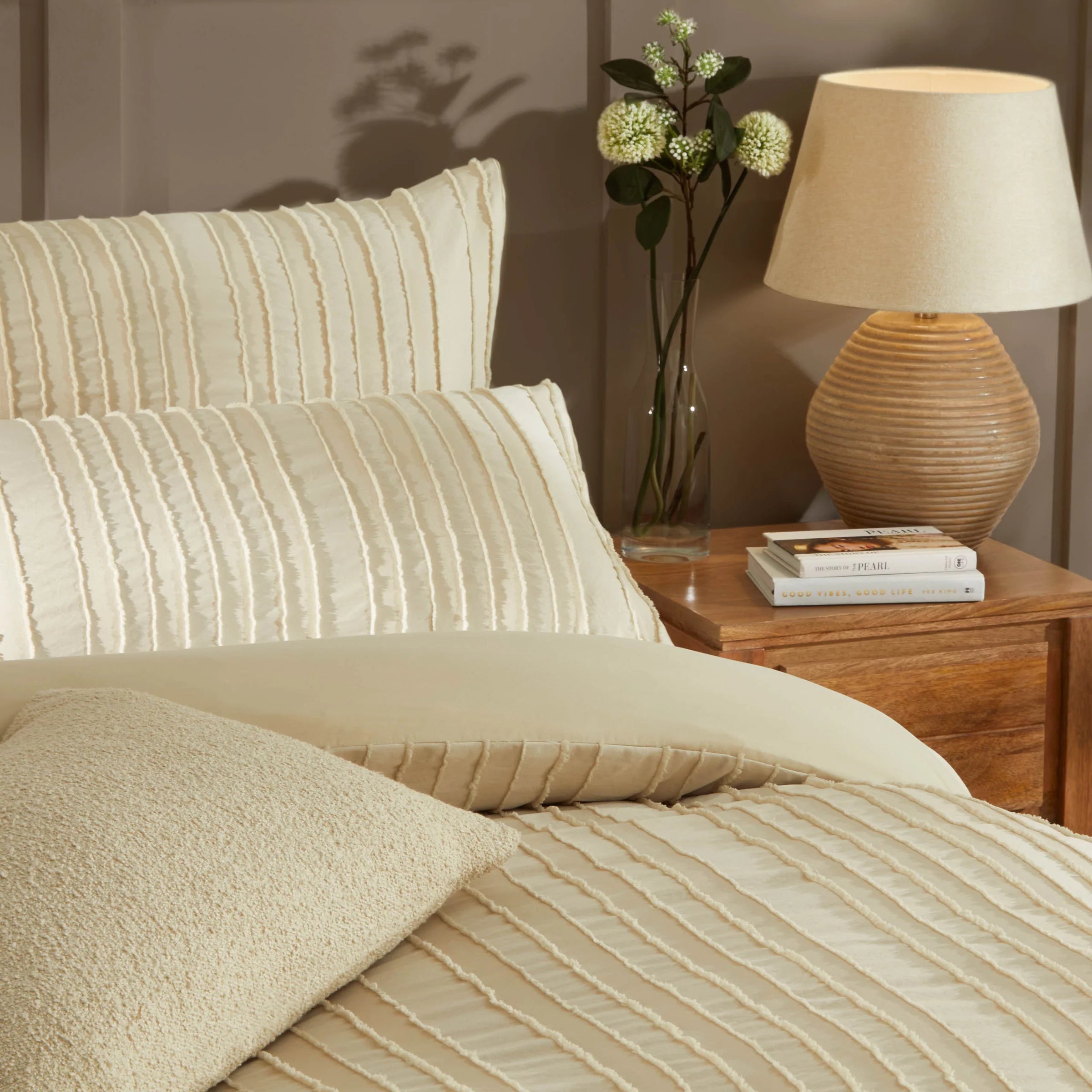 Duvet Day Harrison Stripe Tufted Soft Touch Duvet Cover Set Linen