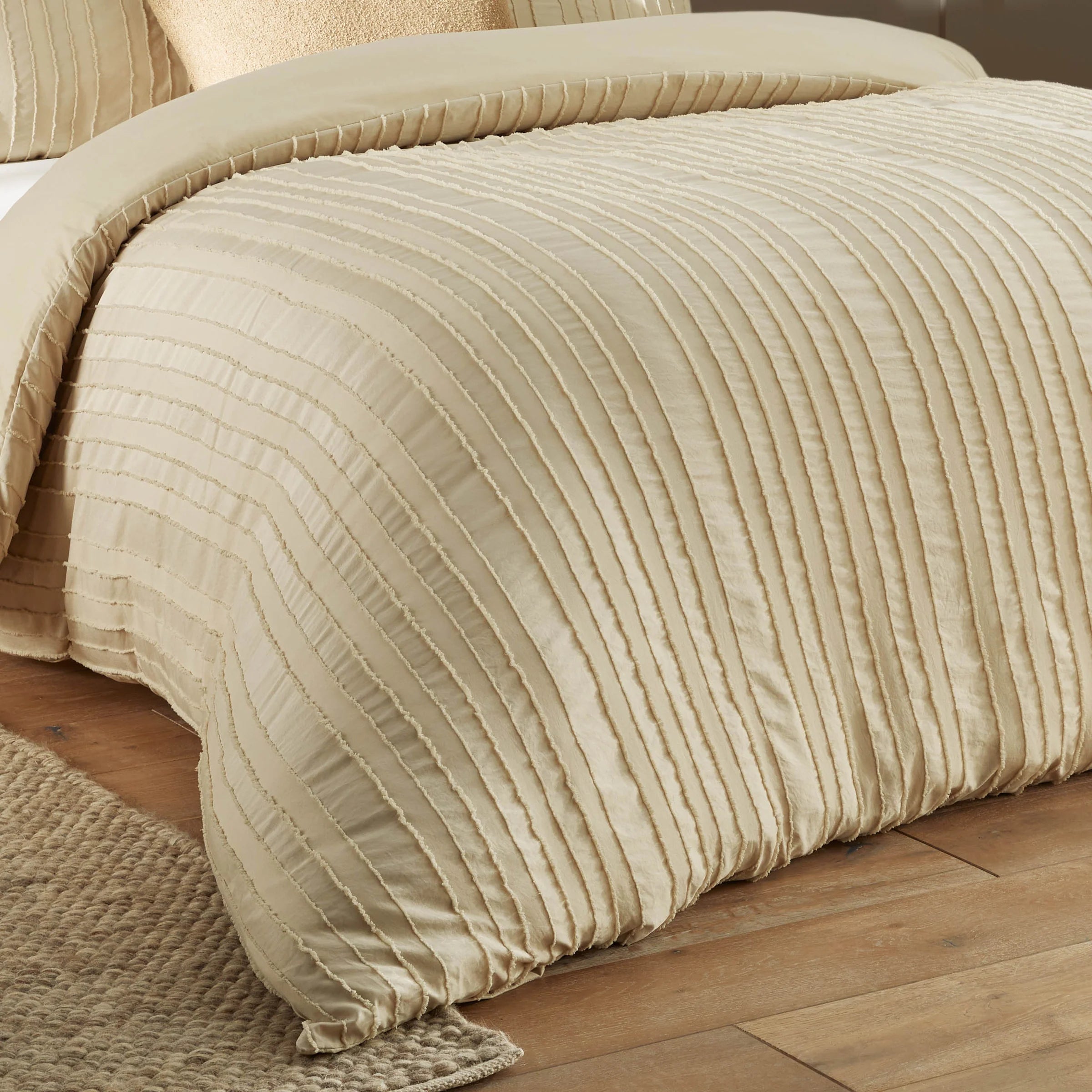 Duvet Day Harrison Stripe Tufted Soft Touch Duvet Cover Set Linen