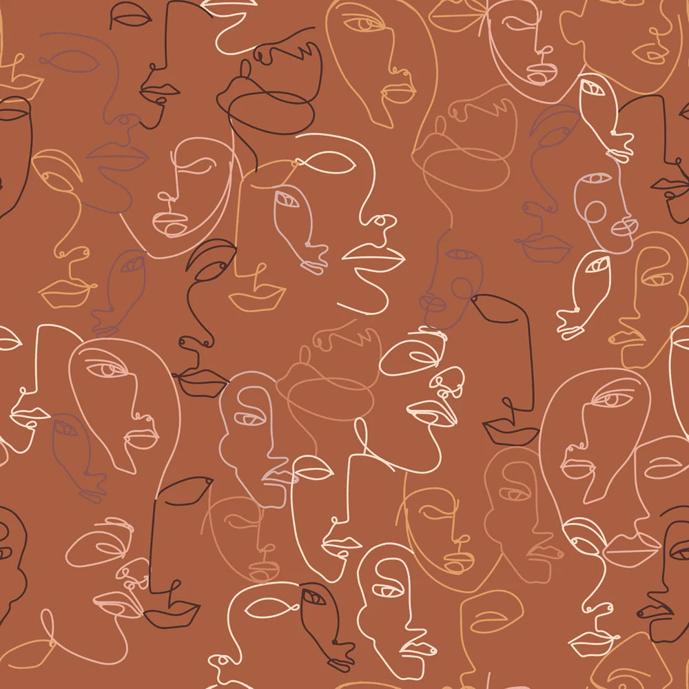 Furn Kindred Abstract Faces Duvet Cover Set Apricot Bedding Set