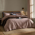 Yard Marlow Stripe 100% Cotton Duvet Cover Set Cocoa/Vintage Blue