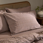 Yard Marlow Stripe 100% Cotton Duvet Cover Set Cocoa/Vintage Blue