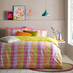 Furn Neola Abstract Neon Striped Duvet Cover Set Multicolour