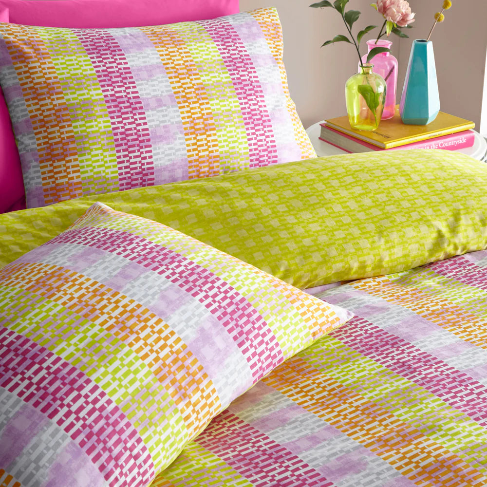 Furn Neola Abstract Neon Striped Duvet Cover Set Multicolour