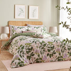 Wylder Passiflora Botanical Duvet Cover Set Peach/Vine Green