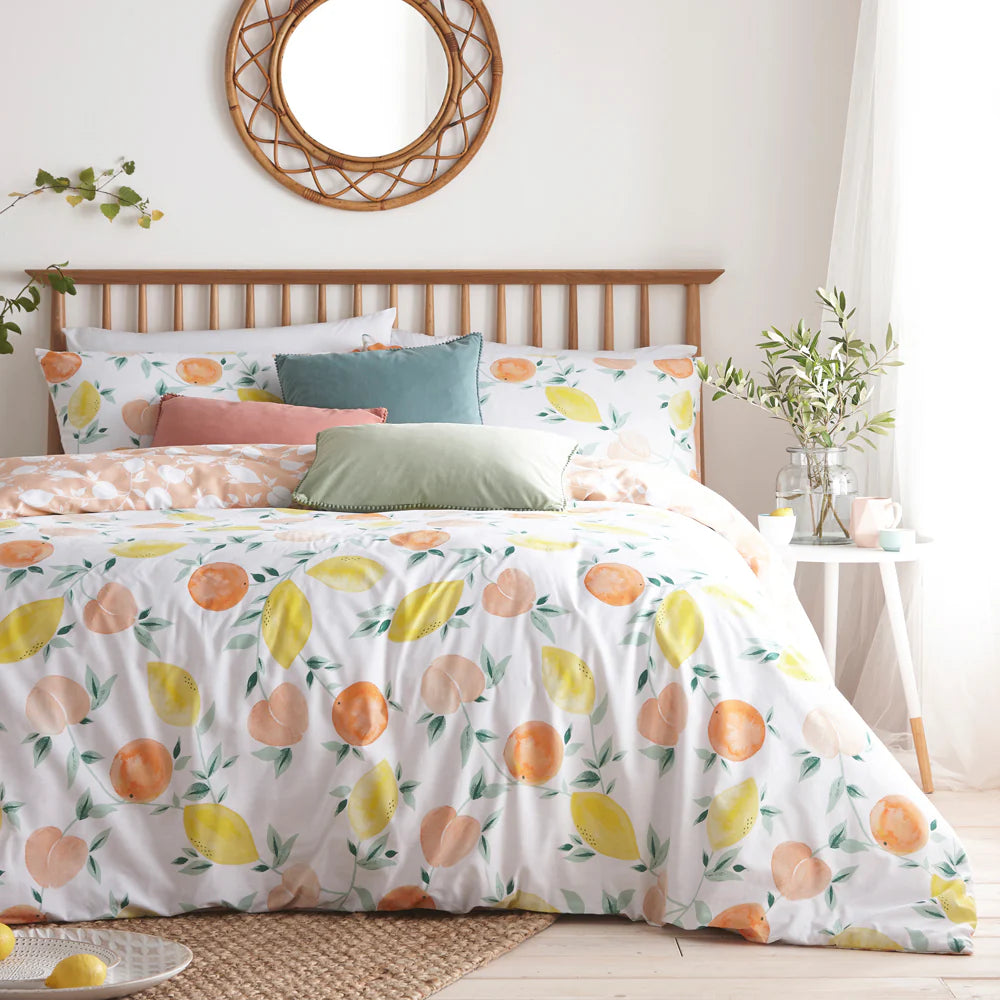 Furn Pommie Citrus Fruit Duvet Cover Set White Bedding Set