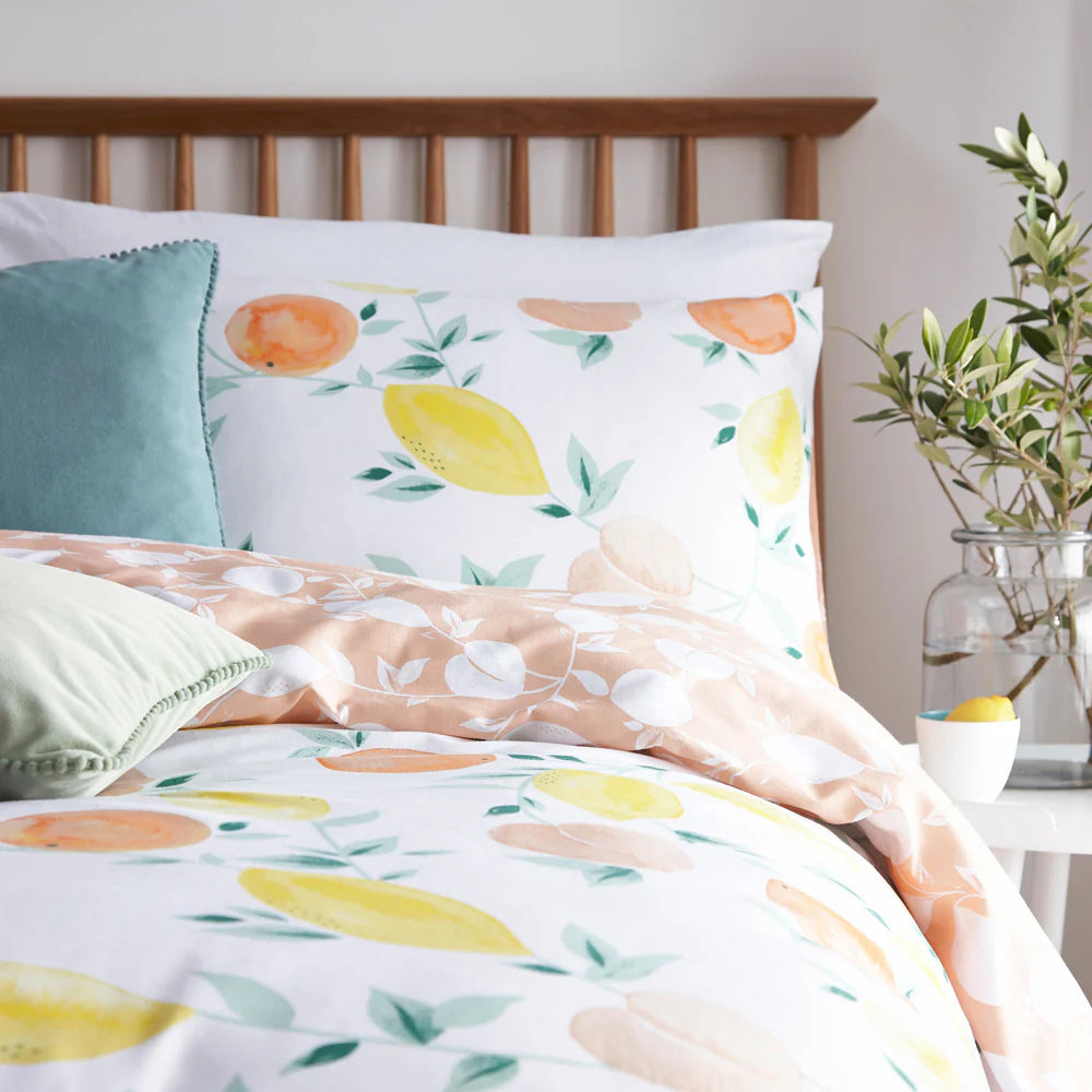 Furn Pommie Citrus Fruit Duvet Cover Set White Bedding Set