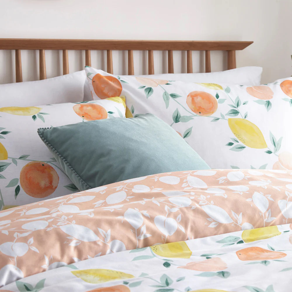 Furn Pommie Citrus Fruit Duvet Cover Set White Bedding Set