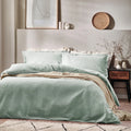 Yard Waffle Textured 100% Cotton Duvet Cover Set in blue