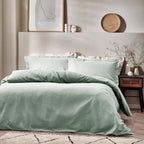Yard Waffle Textured 100% Cotton Duvet Cover Set in blue
